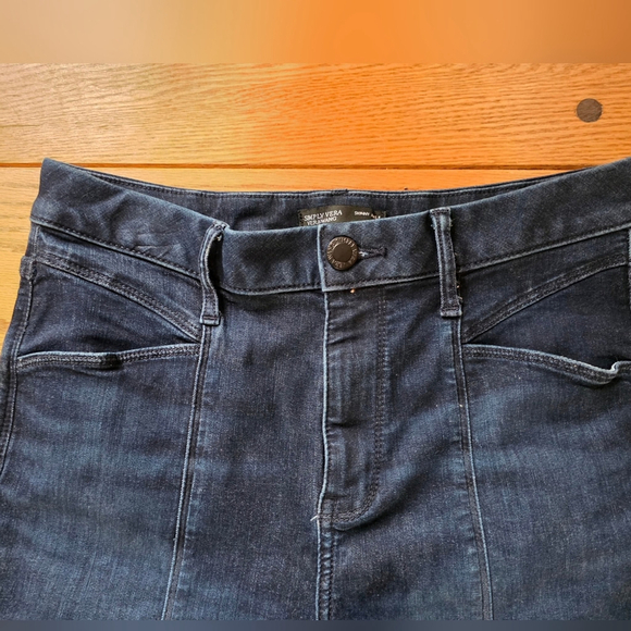 Simply Vera Vera Wang Dark Blue Denim Skinny Ankle Jeans - Picture 3 of 4